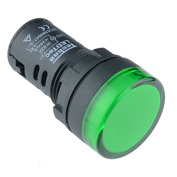 Green 22mm LED Pilot Indicator Light 12V