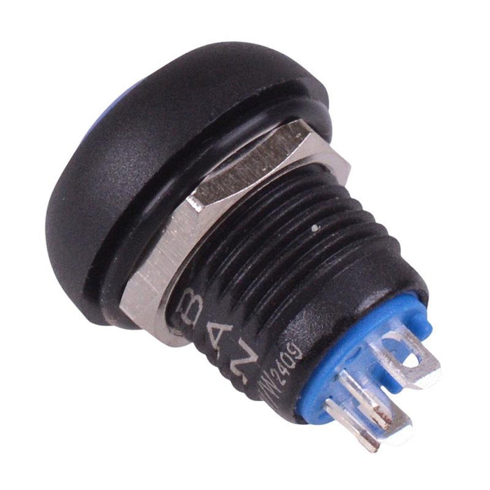 Blue On-Off Latching 12mm White LED Push Button Switch IP65 SPST
