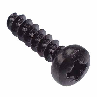 Black 3x12mm Pozidrive Pan Head Screw for Plastic - Pack of 100