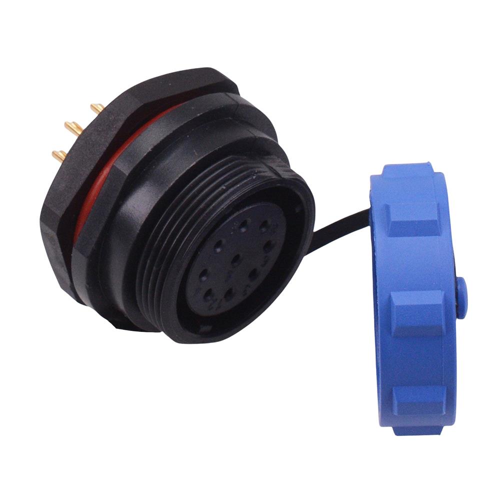 9 Pin Waterproof W21 Female Socket Panel Mount Connector IP68 — Switch ...