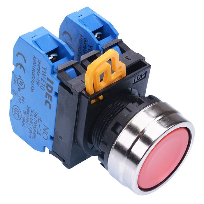YW4B-M1E20R Red 22mm Metal Bezel Momentary Push Button Switch 2NO IP65 IDEC