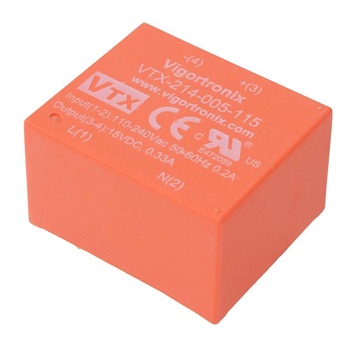 15V AC-DC 5W Single Output Power Supply VTX-214-005-115