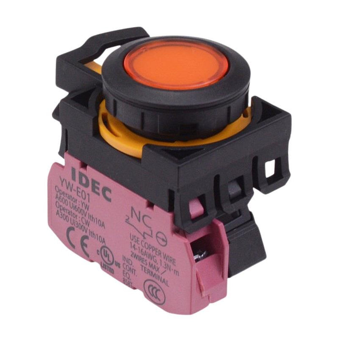 CW1L-A1E01Q3A Amber 12V illuminated Maintained Push Button Switch 1NC IP65 IDEC
