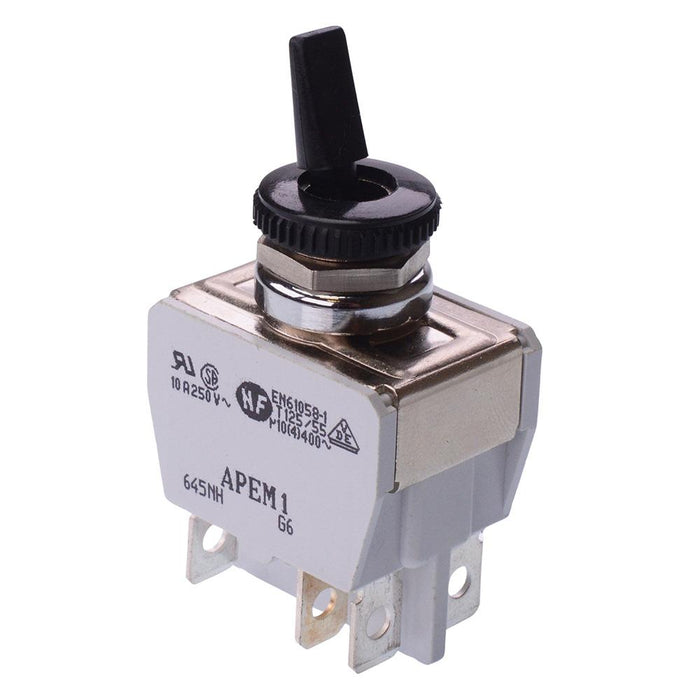 645NH/2 APEM On-(On) Momentary 12mm Toggle Switch DPDT 15A