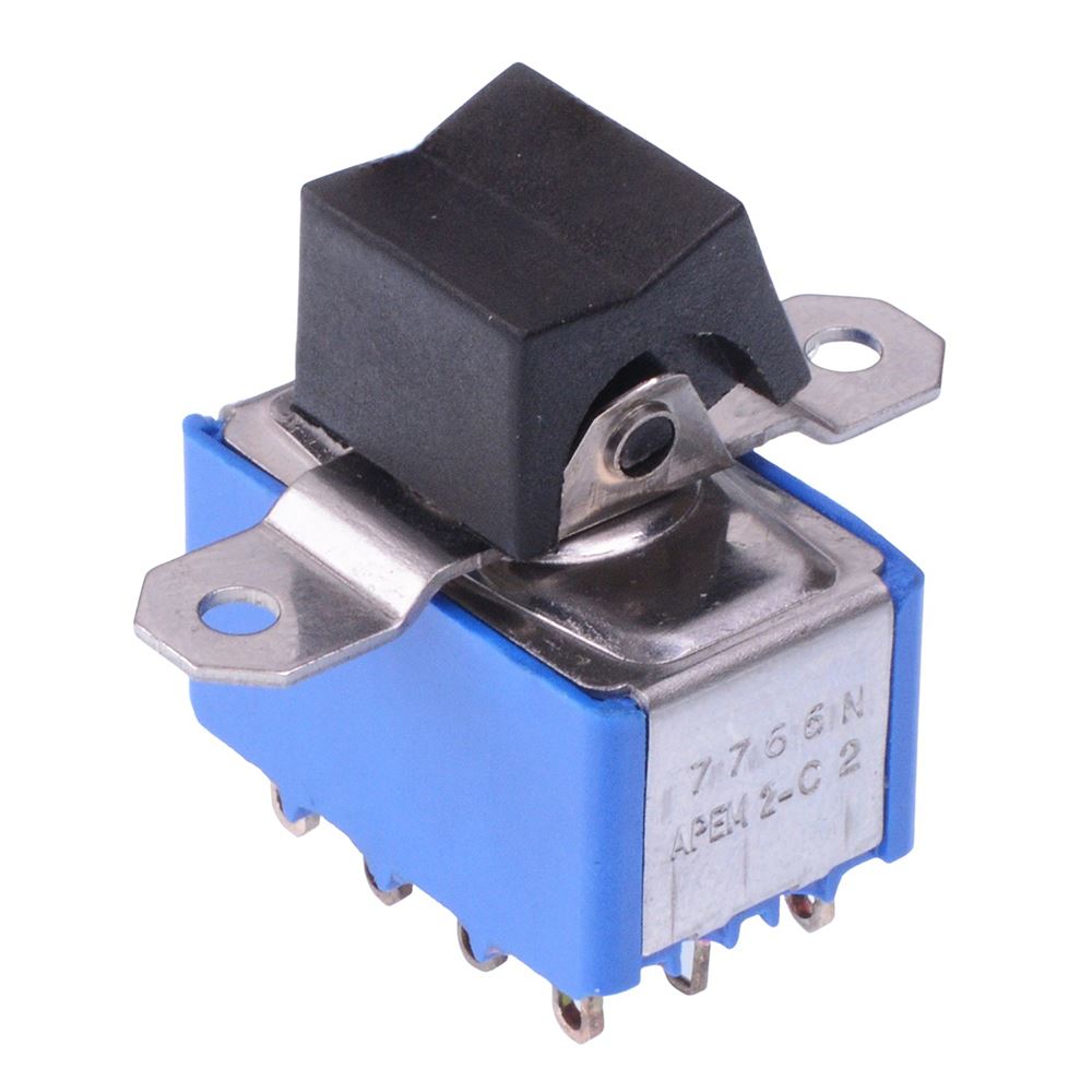 7766NAB APEM Black On-On Panel Mount Rocker Switch 4PDT 4A 30VDC ...