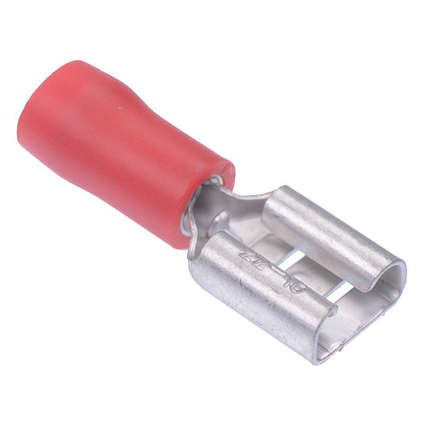 6.3mm Red Female Double Crimp Connector Terminal  (Pack of 100)