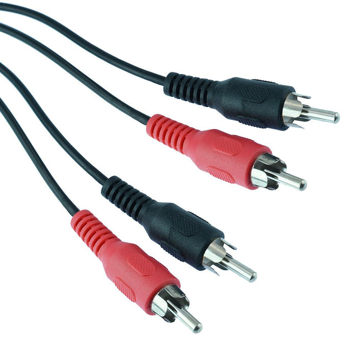 2m Red / Black Twin 2 RCA Phono Plug to Plug Cable Lead