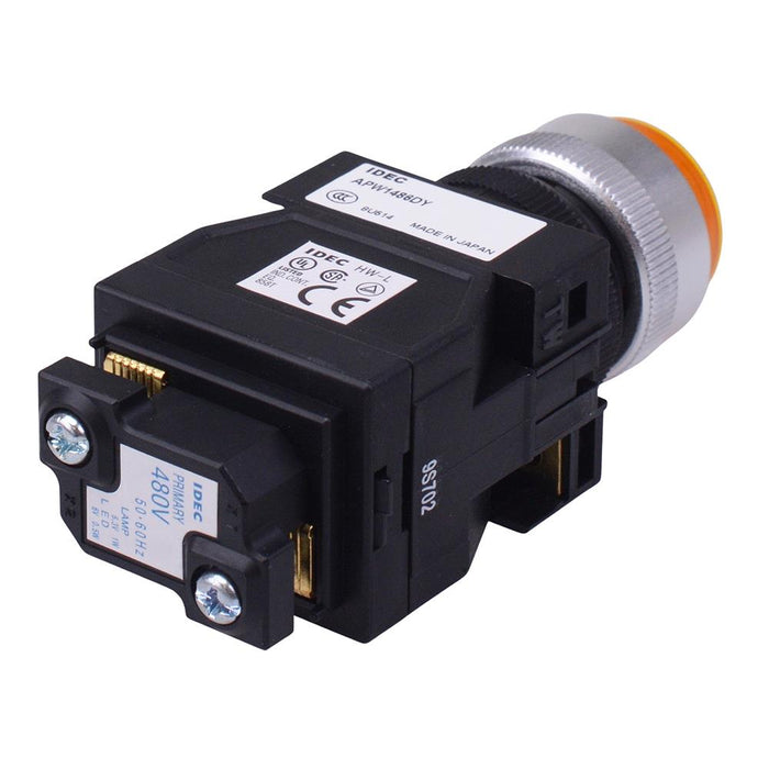 APW1486D-Y Yellow 480VAC Round Pilot Light Transformer IDEC