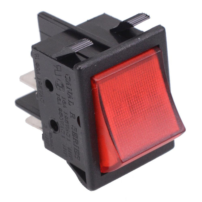 Red On-Off 22x30mm Rectangle Rocker Switch DPST 16A 250VAC