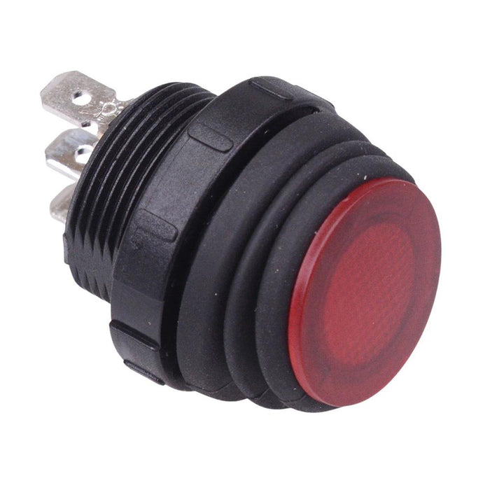 Red illuminated 230V Waterproof Round 20mm Rocker Switch IP68 SPST 16A