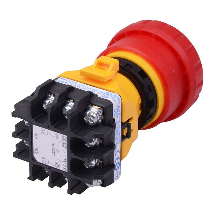 XW1E-LV422Q4M-R 24V illuminated 22mm Emergency Stop Switch 2NO-2NC IDEC