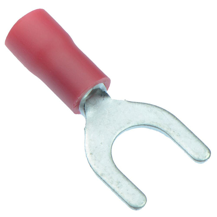 Red 6.4mm Insulated Crimp Fork Terminal (Pack of 100)