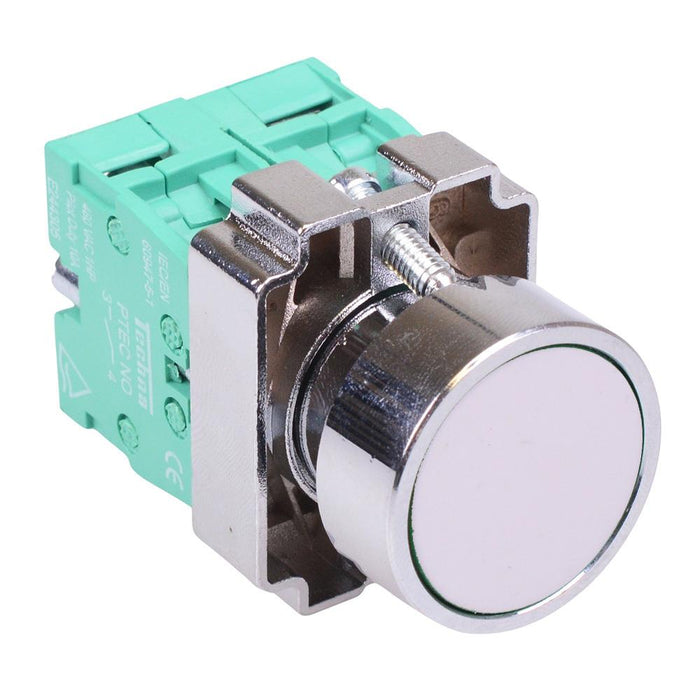 Techna PtecMetPNWhite White Flush Push Button Switch Metal 10A 2NO