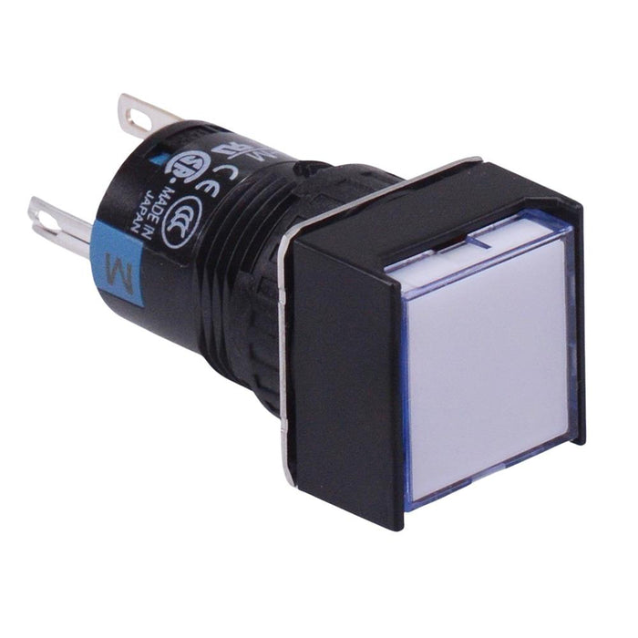 AL6Q-M14PJW White 16mm 24V Momentary Square illuminated Push Button Switch IP65 SPDT
