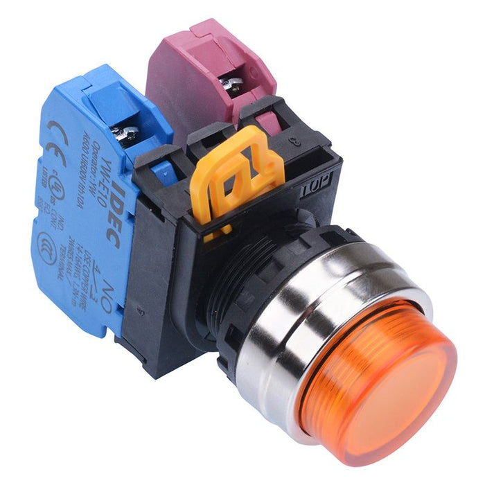 YW4L-M2E11Q0A Amber 22mm Metal Bezel Momentary Push Button Switch 1NO-1NC IP65 IDEC