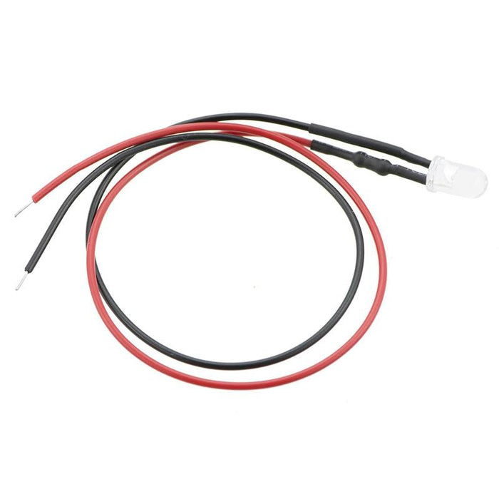 Red Flickering 5mm Prewired LED Clear Lens 20cm Cable 12V