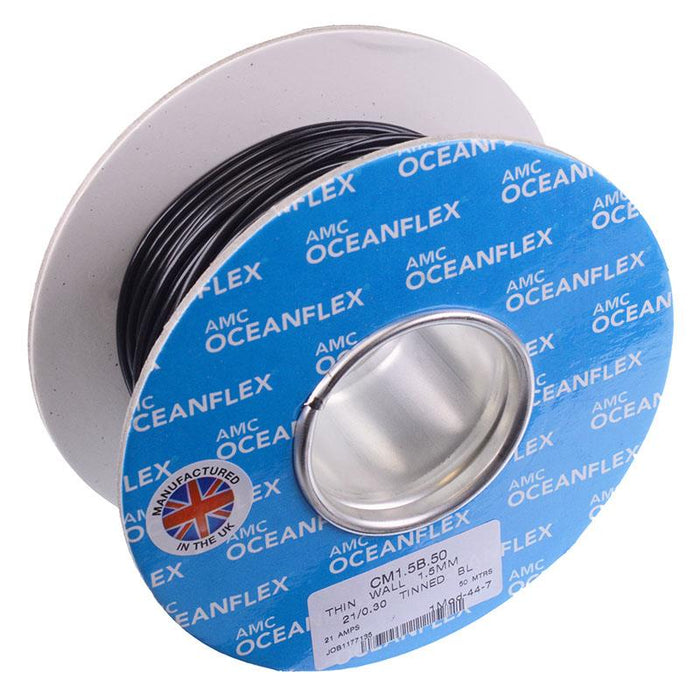 Black 1.5mm² Oceanflex Tinned Copper Cable 21/0.3mm 50M
