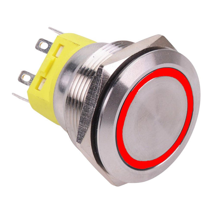 Red LED On-On Latching 25mm Vandal Push Button Switch DPDT