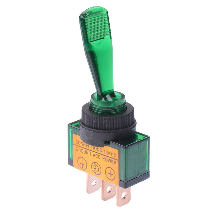 Green LED On-Off Paddle Toggle Switch SPST 20A 12V — Switch Electronics ...