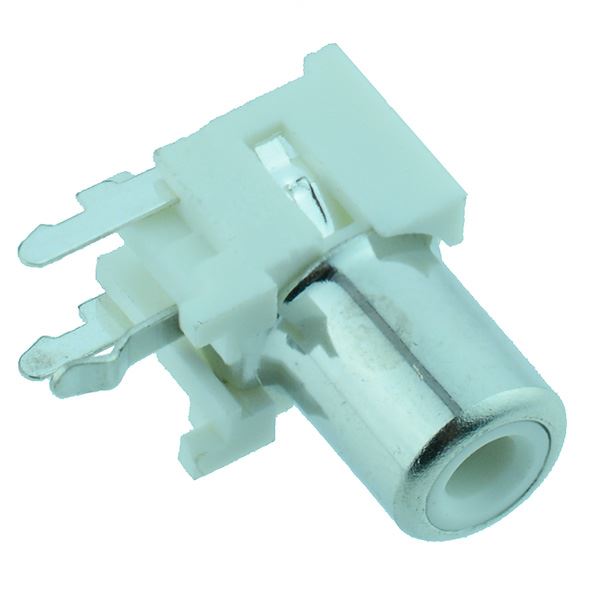White RCA Right Angle PCB Phono Socket