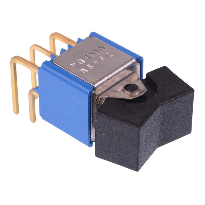 7949WCD Black On-Off-On Right Angle PCB Rocker Switch DPDT 0.4A 20V
