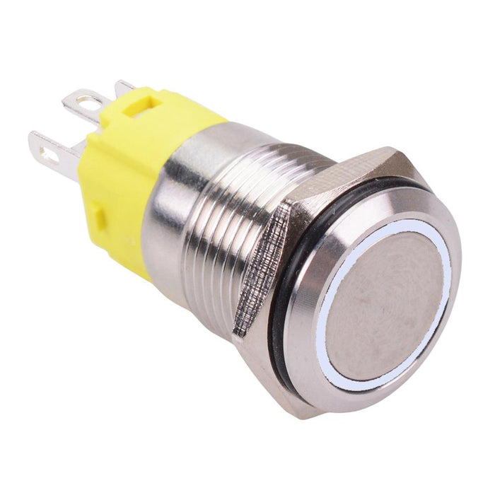 White LED On-On Latching 16mm Vandal Resistant Push Button Switch SPDT