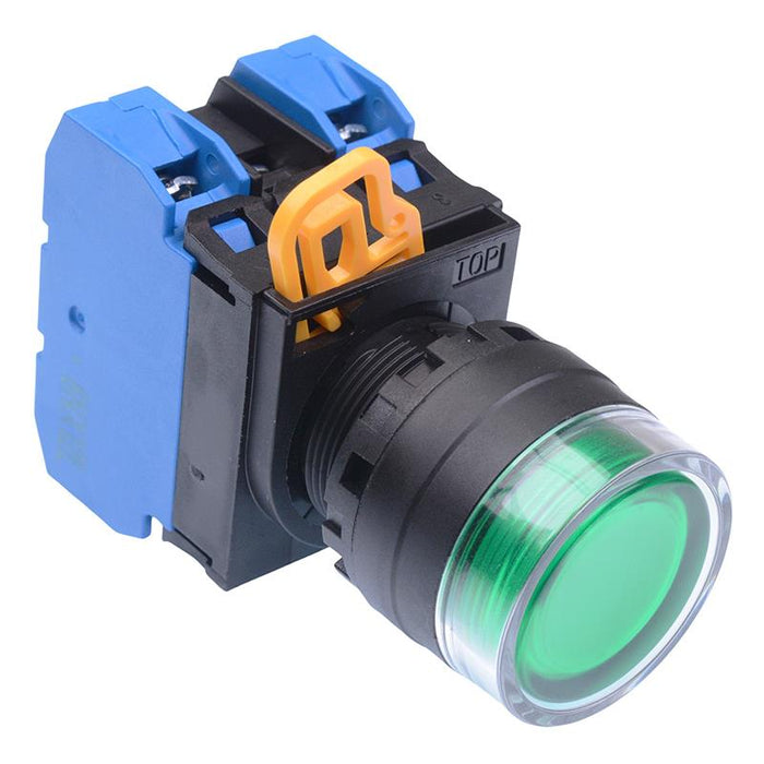 YW1L-AF2E20Q3G Green 12V illuminated 22mm Maintained Shrouded Push Button Switch 2NO IP65 IDEC