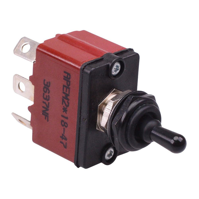 3637NF/2G APEM (On)-Off-(On) Momentary Sealed 12mm Black Toggle Switch DPDT IP67 12A 28VDC