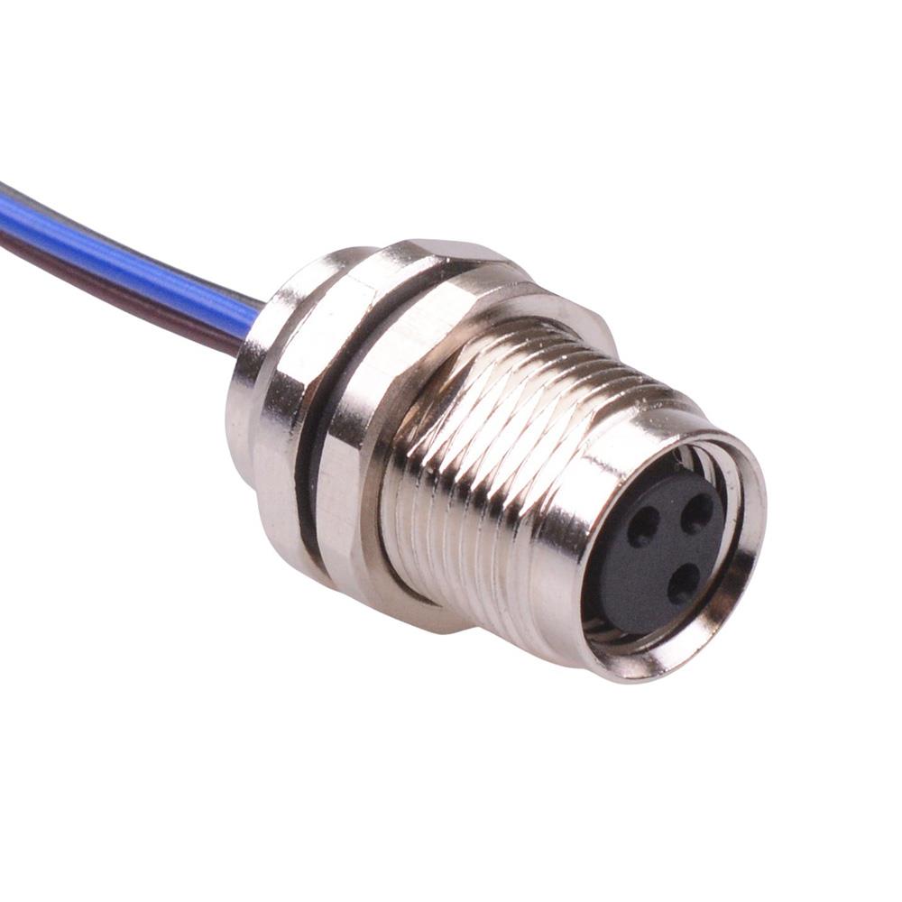 3 Way M8 Prewired Female Rear Mounting Receptacle Circular Connector I ...