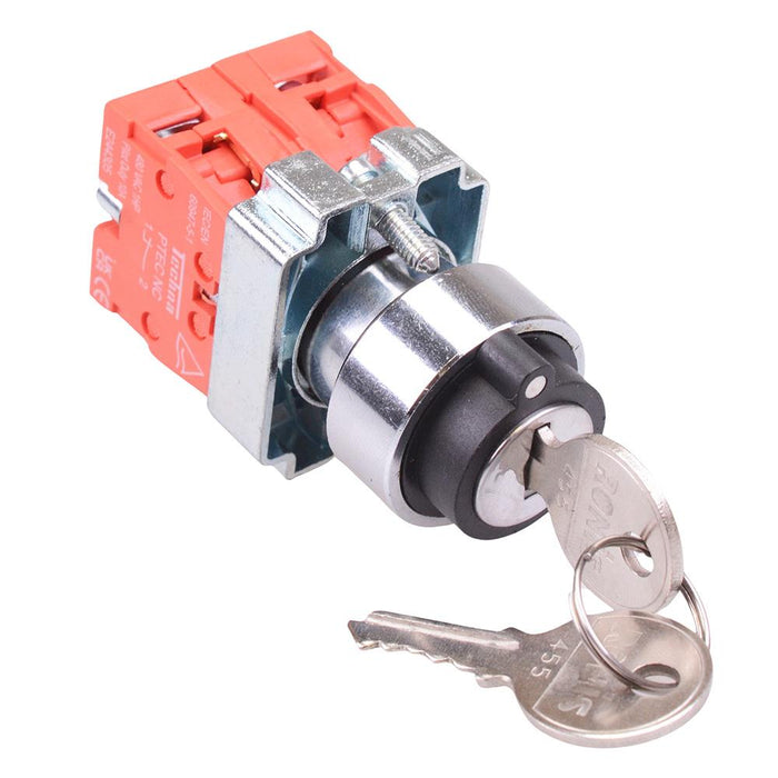 Techna PtecMetK2CRL 2 Position Metal Key Switch 10A 2NC