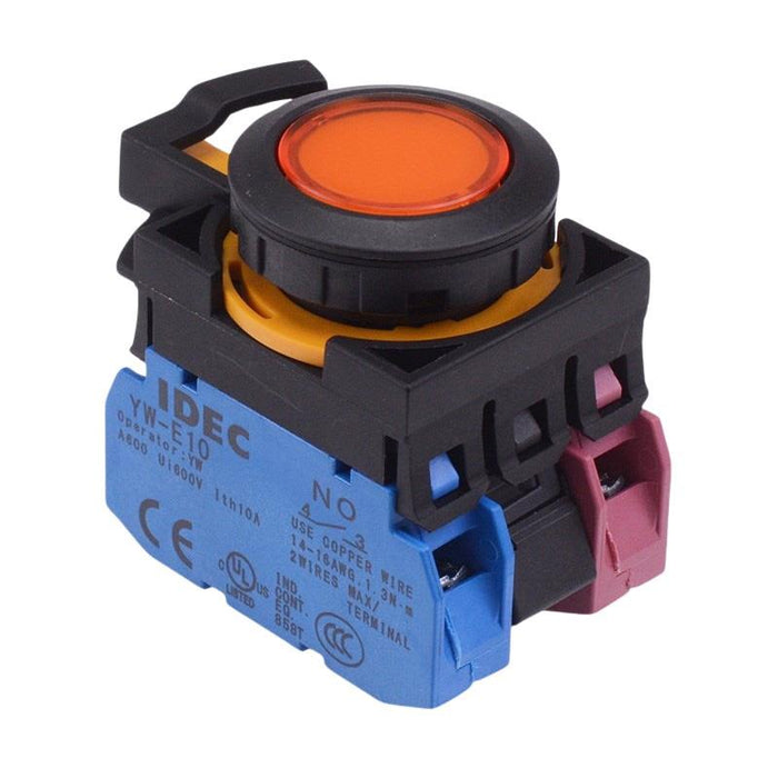CW1L-A1E11Q3A Amber 12V illuminated Maintained Push Button Switch 1NO-1NC IP65 IDEC