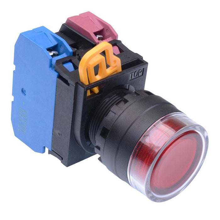 YW1L-MF2E11Q3R Red 12V illuminated 22mm Momentary Shrouded Push Button Switch 1NO-1NC IP65 IDEC