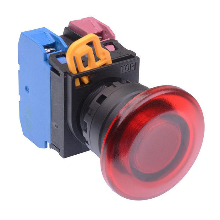 YW1L-M4E11Q3R Red 12V illuminated 22mm Mushroom Momentary Push Button Switch 1NO-1NC IP65 IDEC