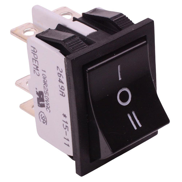2649LH2A232045 APEM Black On-Off-On Industrial Rocker Switch DPDT 10A