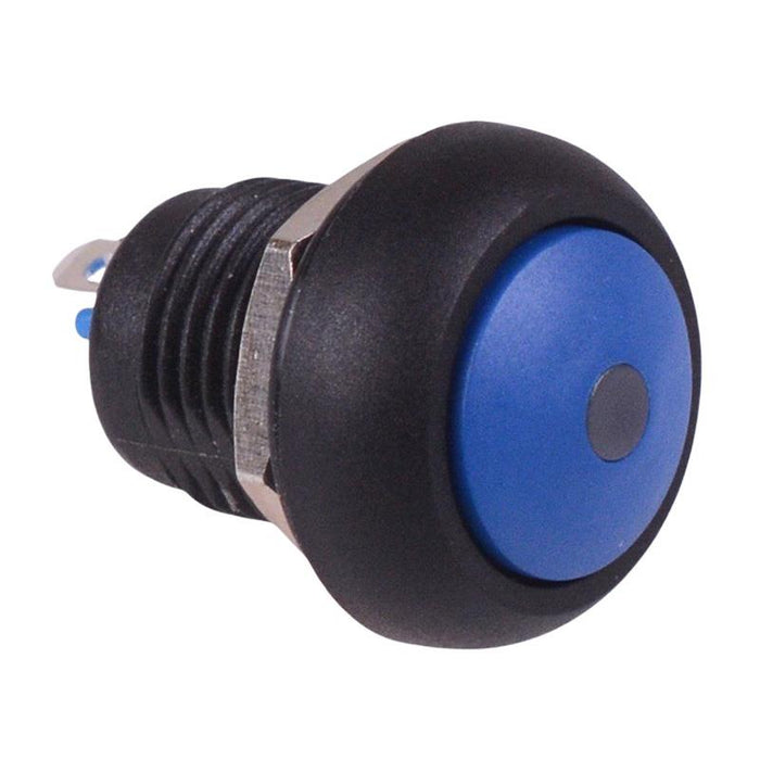 Blue On-Off Latching 12mm White LED Push Button Switch IP65 SPST