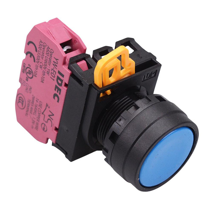 YW1B-A1E01S Blue 22mm Maintained Push Button Switch NC IP65 IDEC