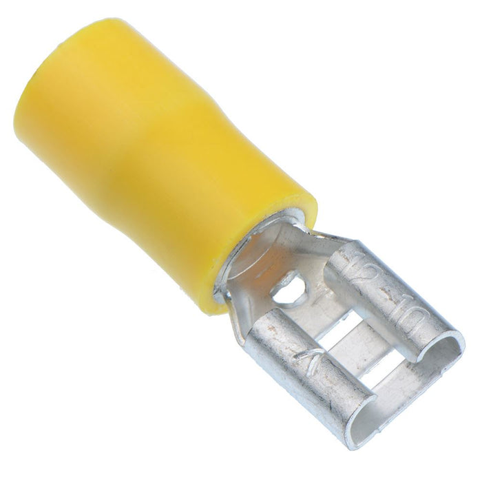 Yellow 6.3mm Female Spade Crimp Connector (Pack of 100)