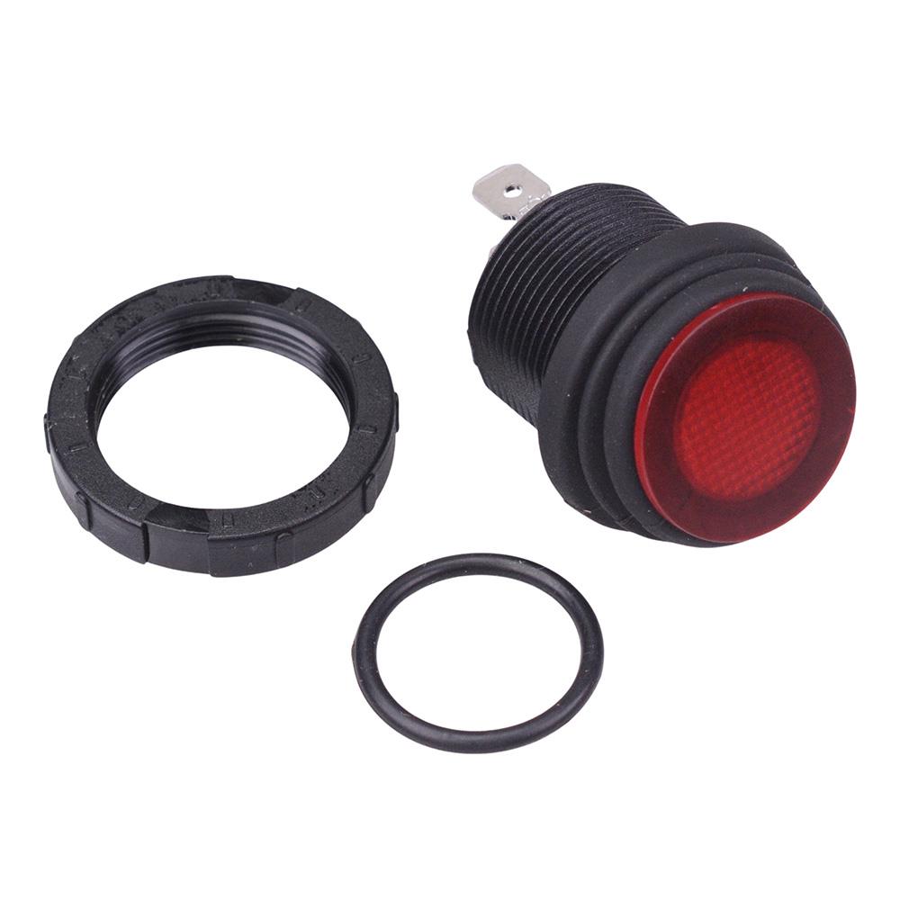 Red illuminated 230V Waterproof Round 20mm Rocker Switch IP68 SPST 16A ...