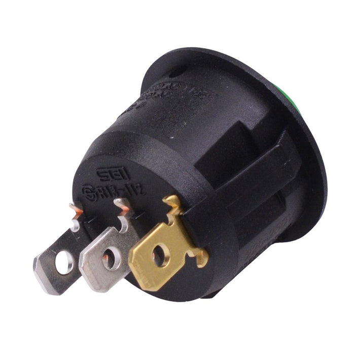 Green 230V illuminated Off-(On) Momentary 20mm Round Rocker Switch SPST 10A