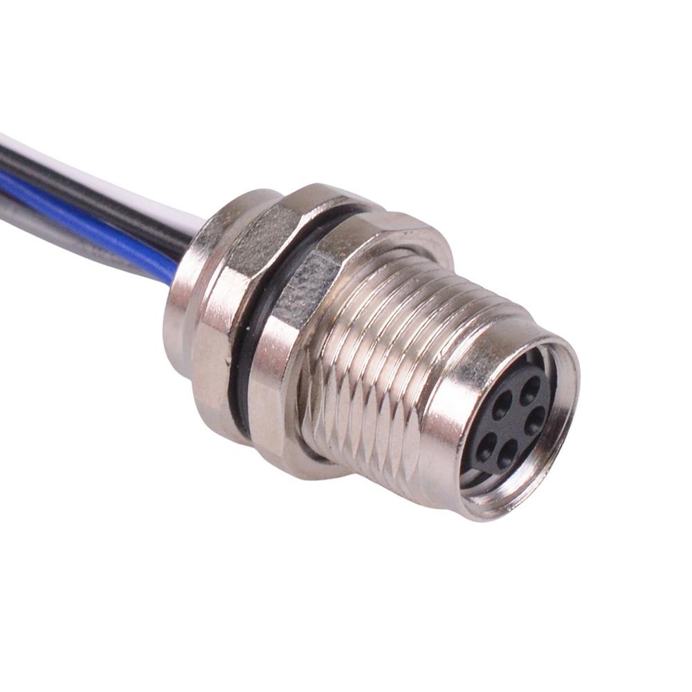 5 Way M8 Prewired Female Front Mounting Receptacle Circular Connector ...
