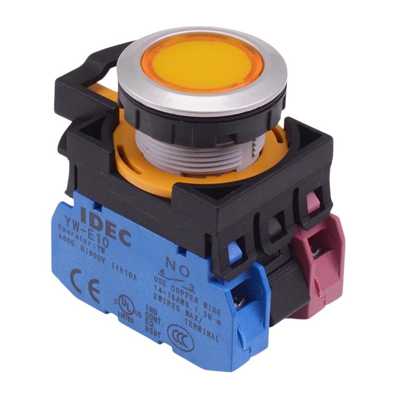 CW4L-M1E11Q4Y Yellow 24V illuminated Metallic Momentary Push Button Sw ...