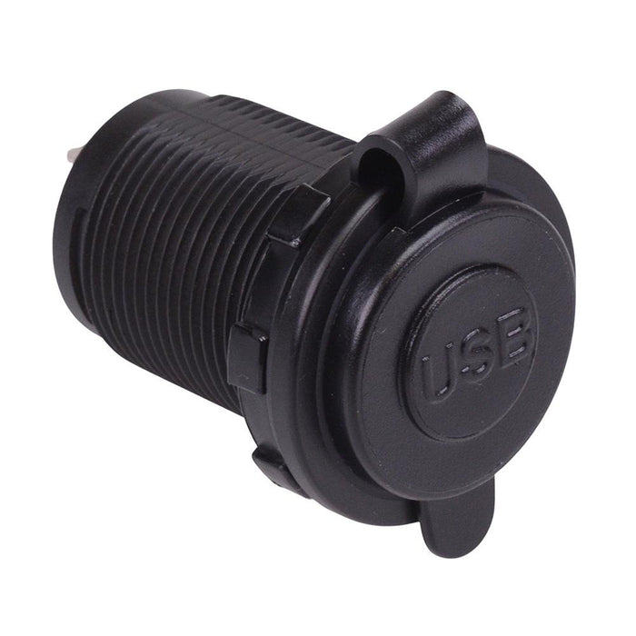 Dual USB-A 5V 2.1A Round Panel Mount Socket with LED A13-230AU-BB3