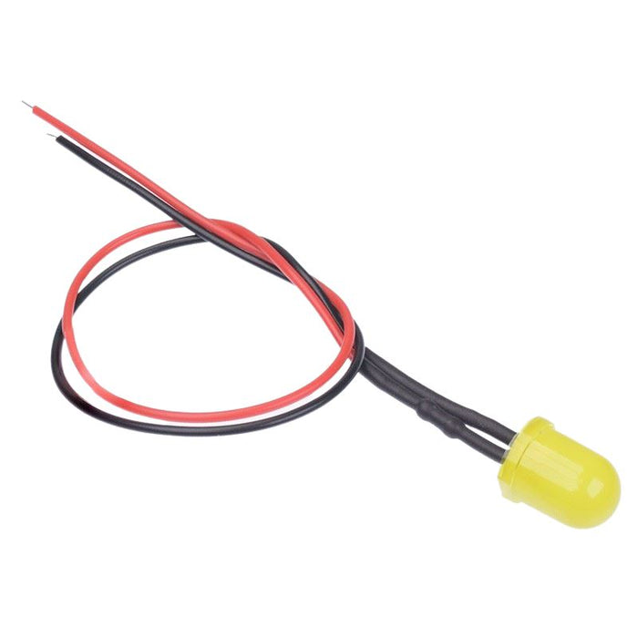 Yellow 10mm Prewired Diffused LED 20cm Cable 12V