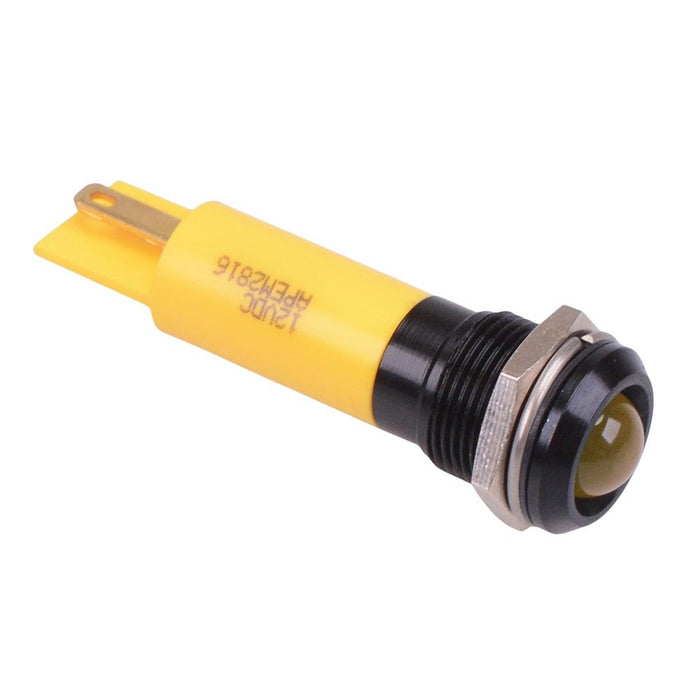 Q12P1BXXHY12E Hyper Bright Yellow 12mm 12VDC LED Panel Indicator IP67 APEM