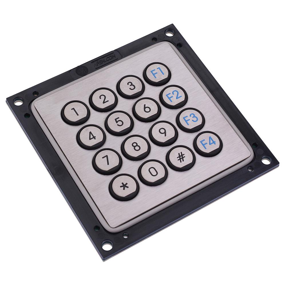 PR01610 16-Key Rear Mounting Stainless Steel Keypad IP65 APEM — Switch ...