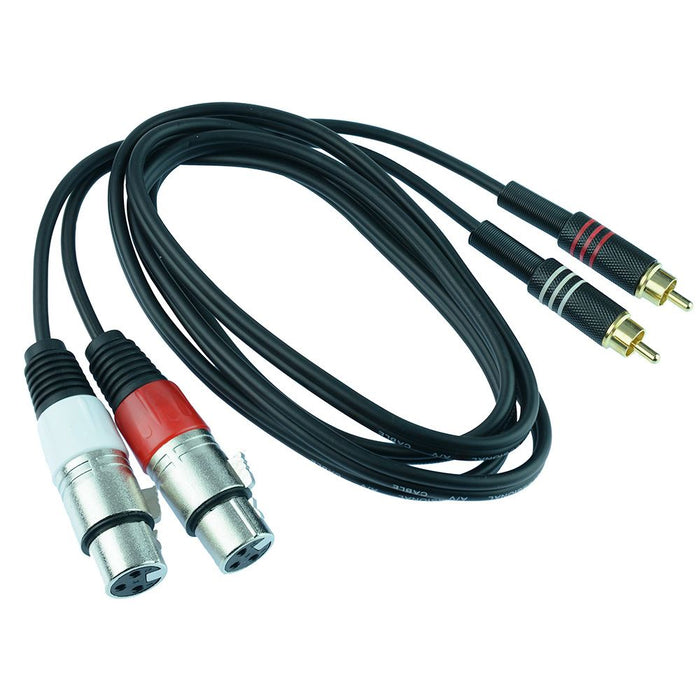 5M 2 x RCA Male Plug Jack to 2 x XLR Female Socket Lead