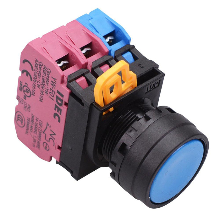 YW1B-A1E12S Blue 22mm Maintained Push Button Switch 1NO-2NC IP65 IDEC
