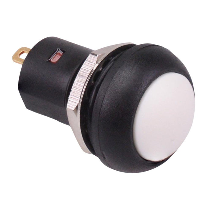 White On-Off Latching 12mm Round Push Button Switch SPST IP67