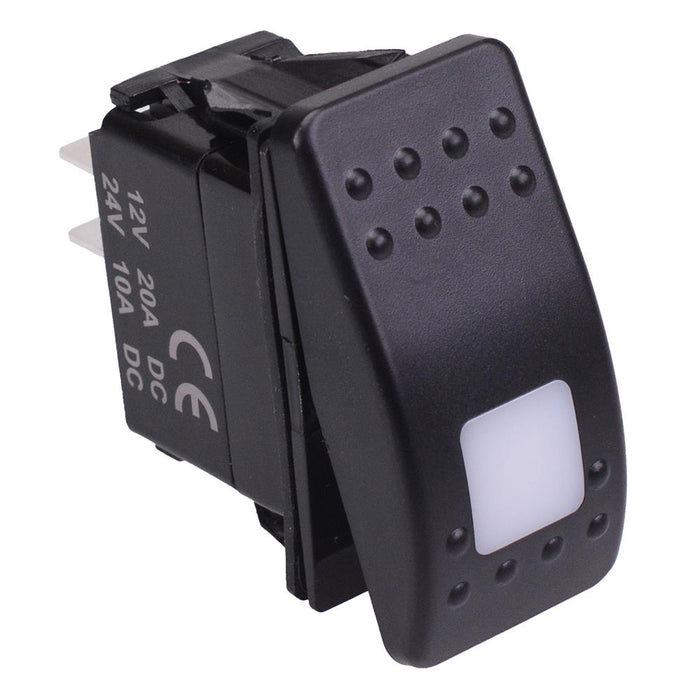 White illuminated On-Off Automotive Rocker Switch SPST 10A 12-24V IP68