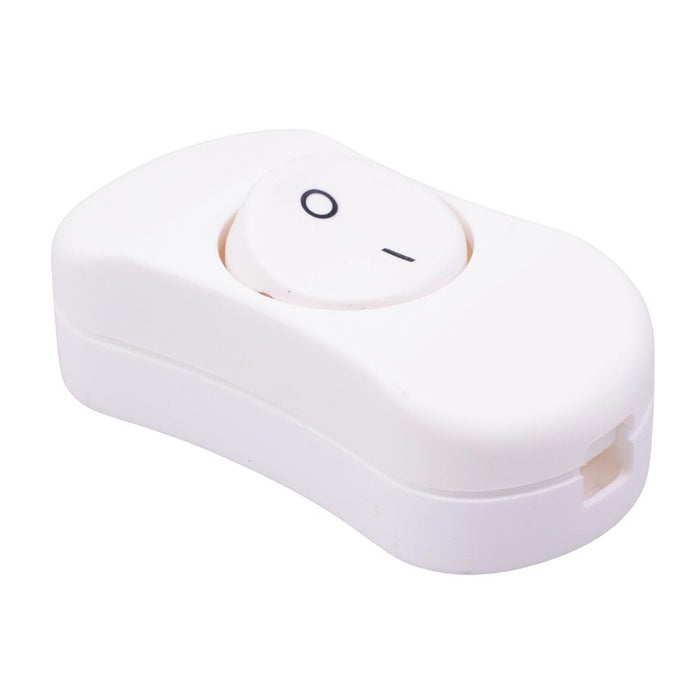 On-Off White Inline Rocker Switch SPST 6A R13-901